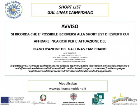 Proroga termine scadenza presentazione candidature avviso per la costituzione della lista ristretta  di esperti a cui affidare incarichi per l’attuazione del PDA del Gal Linas Campidano