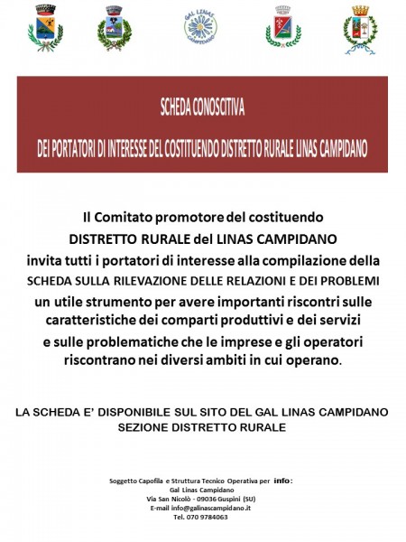 SCHEDA CONOSCITIVA PORTATORI DI INTERESSE - DISTRETTO RURALE LINAS CAMPIDANO