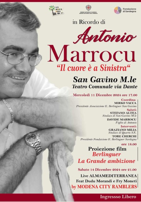 Nel ricordo di Antonio Marrocu, appuntamento presso il teatro comunale di San Gavino, mercoledì 11 dicembre 2024