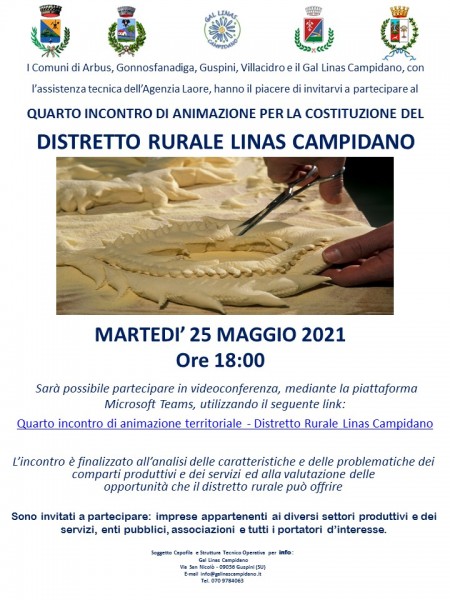 Quarto incontro di Animazione Territoriale per la costituzione del Distretto Rurale del Linas Campidano -25 Maggio 2021