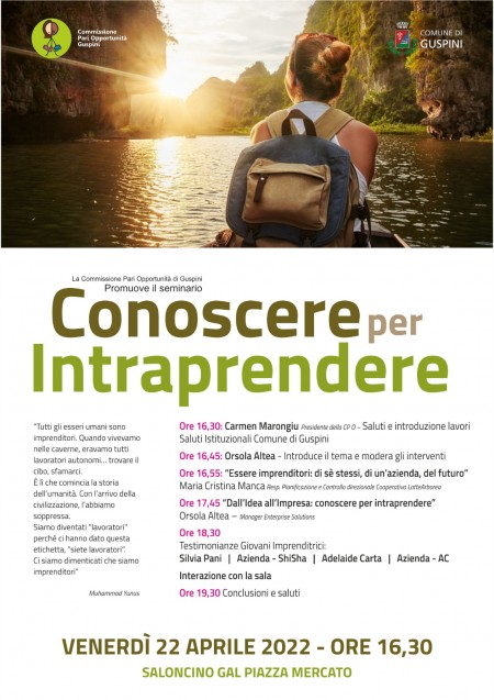 Seminario "CONOSCERE PER INTRAPRENDERE" Venerdì 22 aprile 2022, ore 16:30